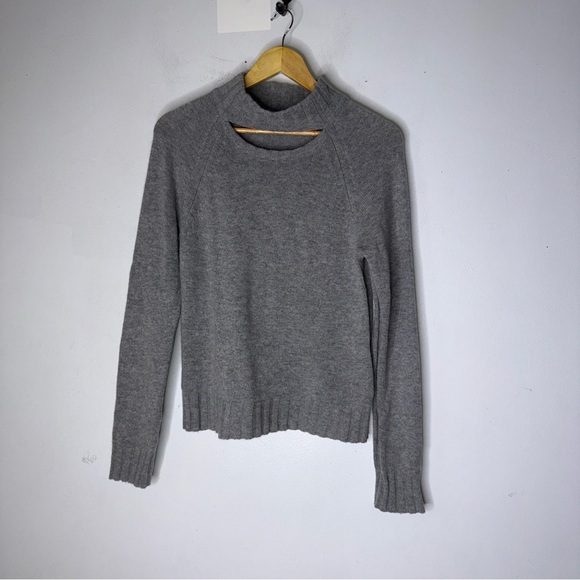 Equipment Sweaters - Equipment Femme ‘Abel’ Cashmere Wool Slit‎ Mock Neck Sweater M Gray Pullover